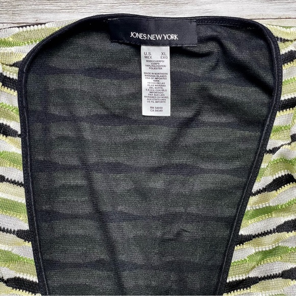 JONES NEW YORK Gatsby Striped Faux Wrap Blouse Knit Tunic Top - Picture 5 of 7